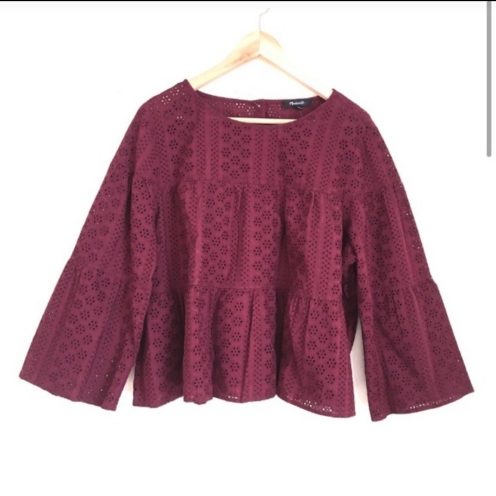 Madewell cotton eyelet top plus size spring blouse